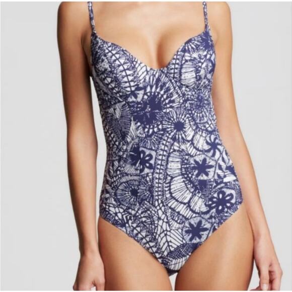 Tory Burch Baltic Sea Dream Catcher Underwire One Piece Swimsuit Size Large